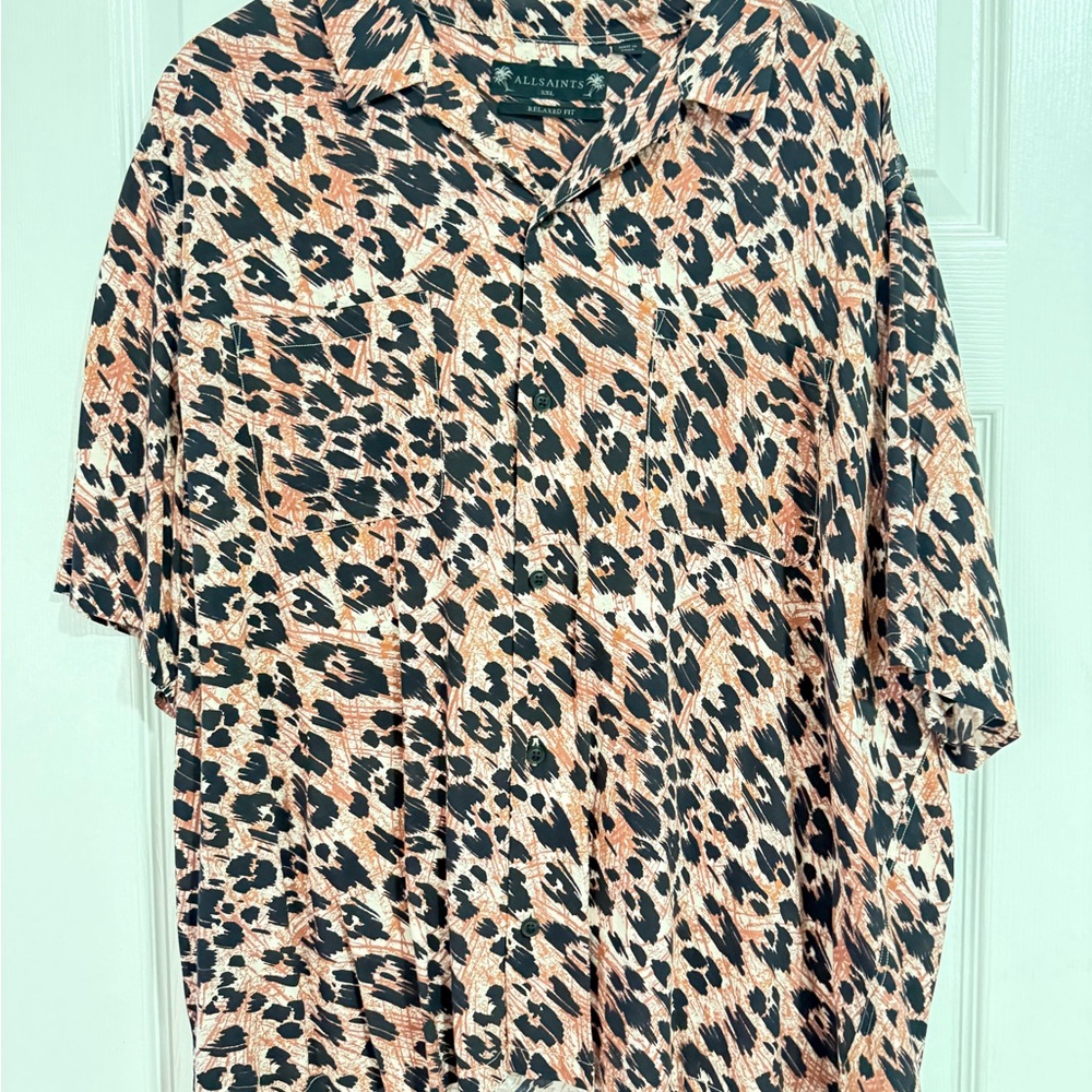 All Saints Abstract Black and Brown Shirt